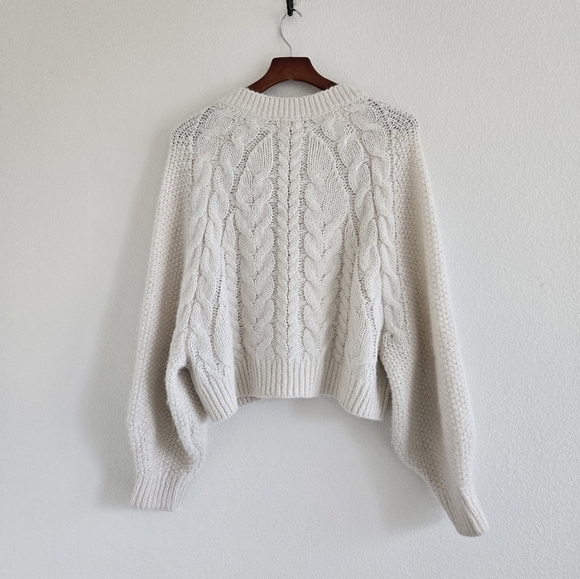 H&M Melange Dalpaga Chunky Cable Knit Alpaca Blend Cardigan size Small Oversized - Picture 12 of 16